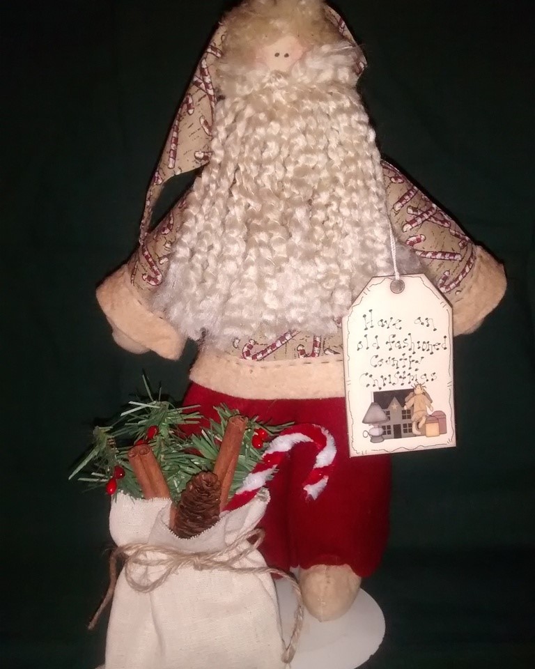  #R36 Old Fashioned Christmas-handmade, hand crafted, primitive, country, rag doll, rag, doll, wholesale, retail, gift, present, friend gift, birthday gift, original, design, original design, Christmas, Santa