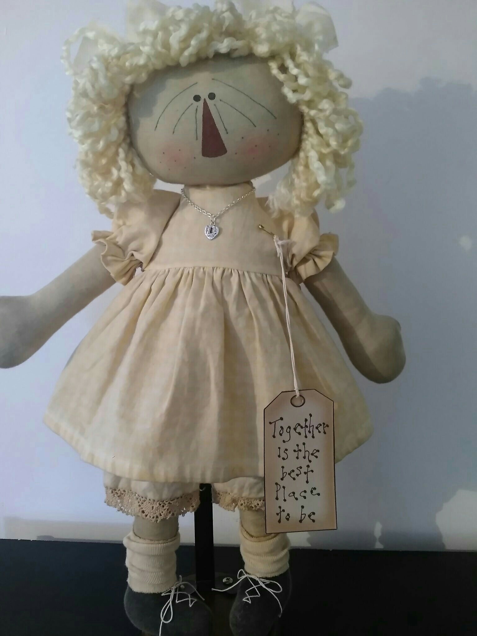 Together is the Best Place-handmade, hand crafted, primitive, country, rag doll, rag, doll, wholesale, retail, gift, present, friend gift, birthday gift, original, design, original design, Ronald McDonald House